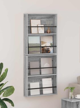 VidaXL Tijdschrift Rek 2 pcs Grijs Sonoma 60 x 12 x 70 cm Bewerkt hout