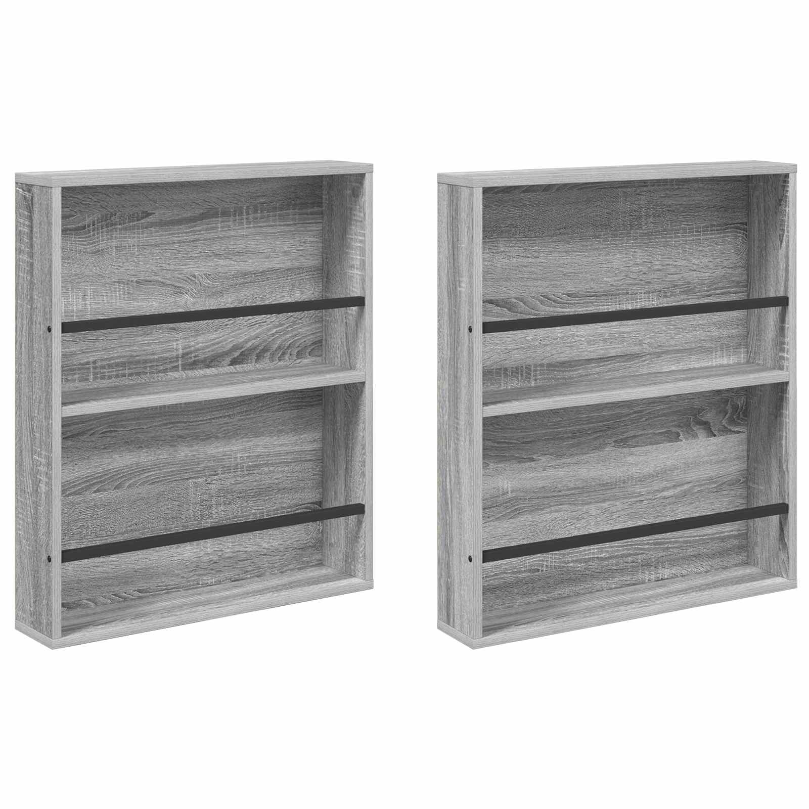 VidaXL Tijdschrift Rek 2 pcs Grijs Sonoma 60 x 12 x 70 cm Bewerkt hout
