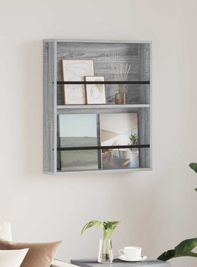VidaXL Tijdschrift Rek Grijs Sonoma 60 x 12 x 70 cm Bewerkt hout