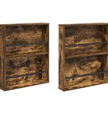 VidaXL Tijdschrift Rek met plank 2 pcs Gerookt eiken 60 x 12 x 70 cm