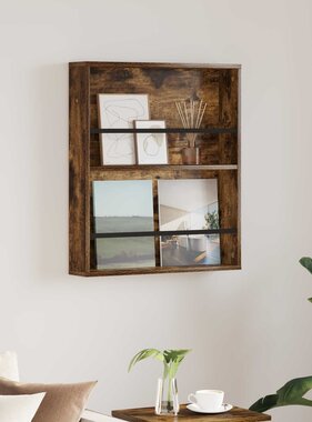 VidaXL Tijdschrift Rek Gerookt eiken 60 x 12 x 70 cm Bewerkt hout