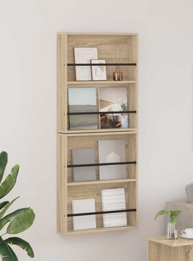 VidaXL Tijdschrift Rek 2 pcs Sonoma Eiken 60 x 12 x 70 cm Bewerkt hout