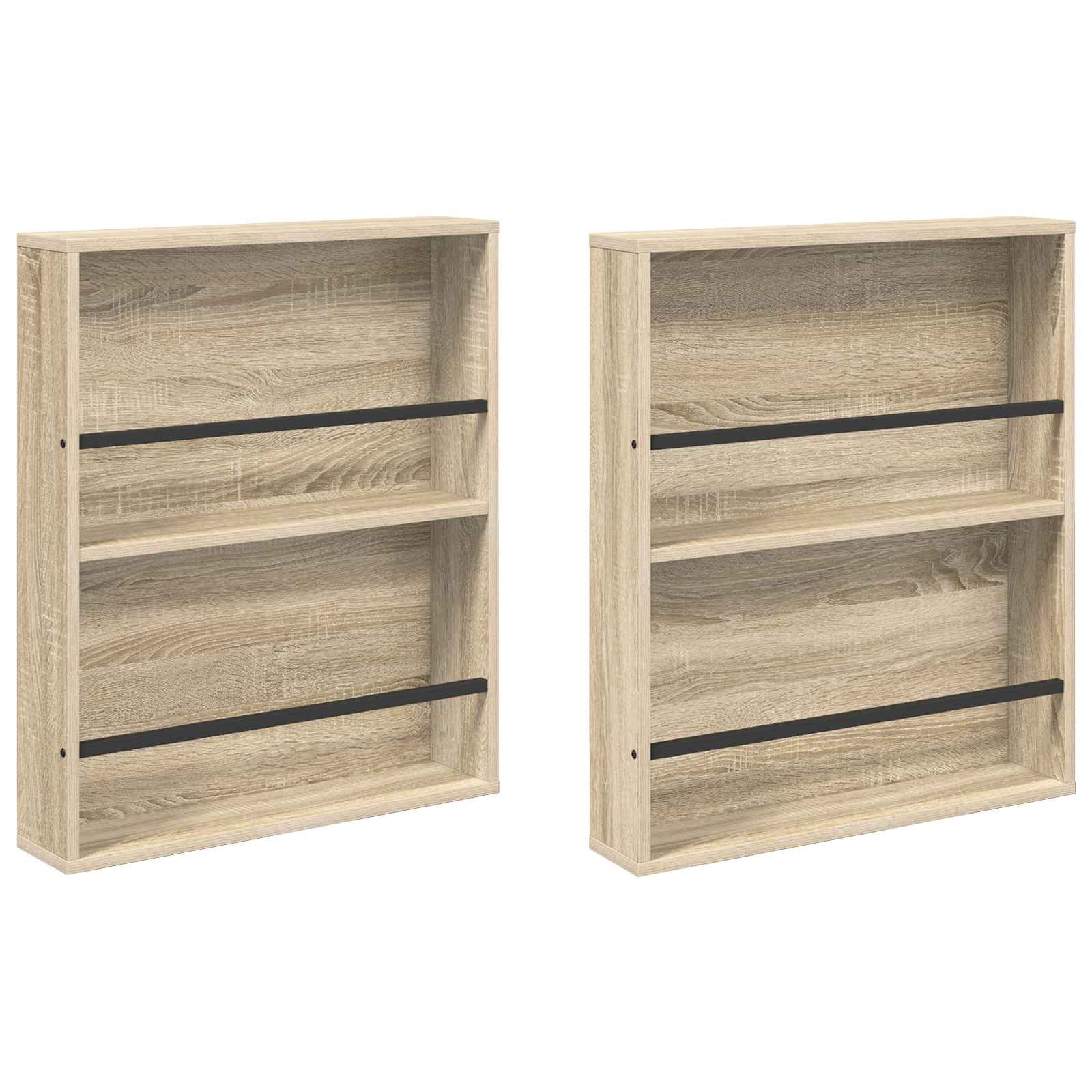 VidaXL Tijdschrift Rek 2 pcs Sonoma Eiken 60 x 12 x 70 cm Bewerkt hout