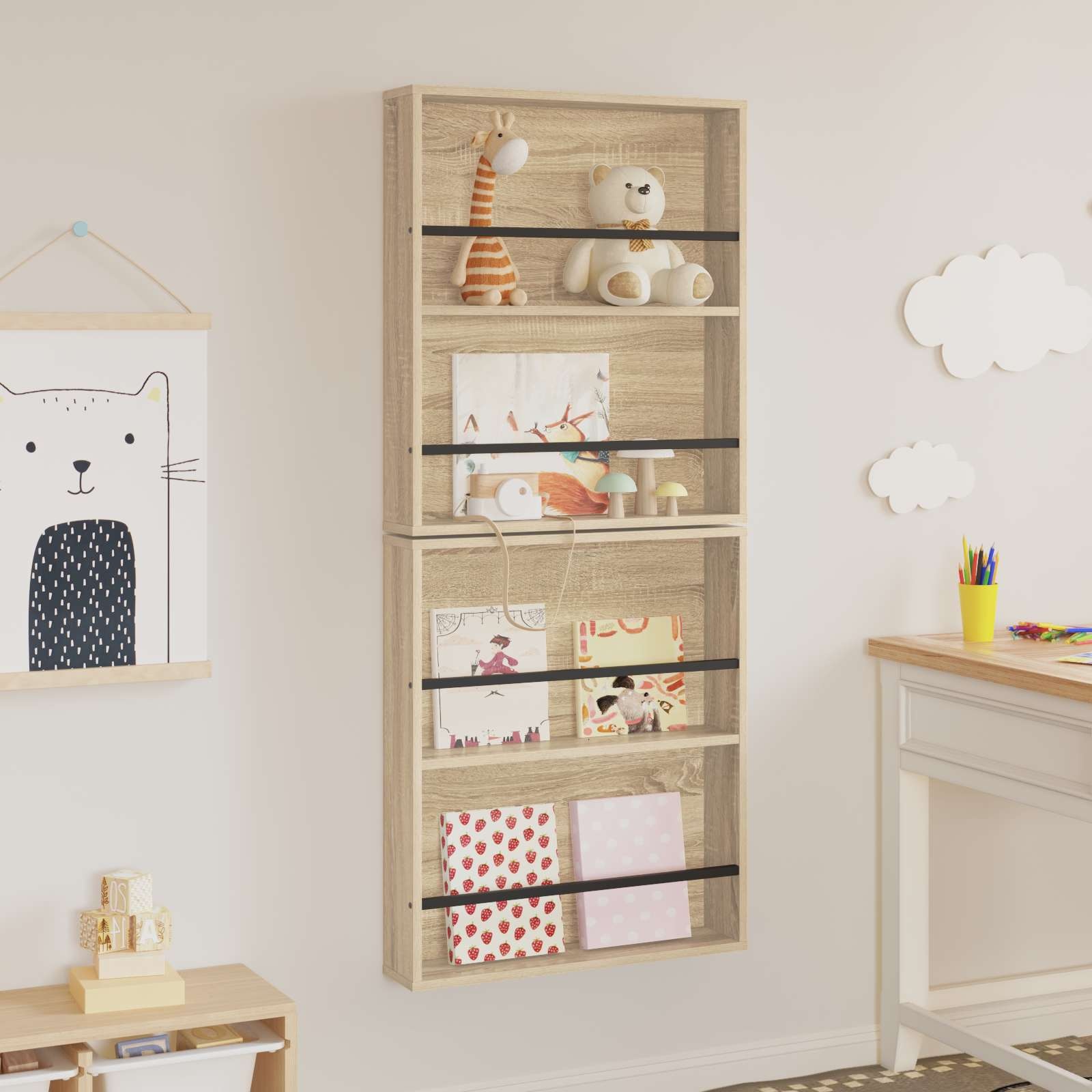 VidaXL Tijdschrift Rek 2 pcs Sonoma Eiken 60 x 12 x 70 cm Bewerkt hout