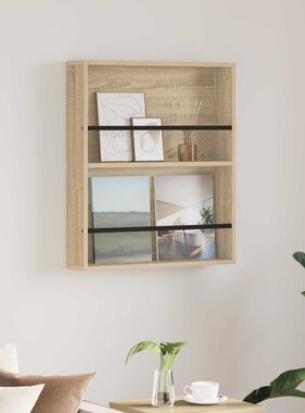 VidaXL Tijdschrift Rek Sonoma Eiken 60 x 12 x 70 cm Bewerkt hout