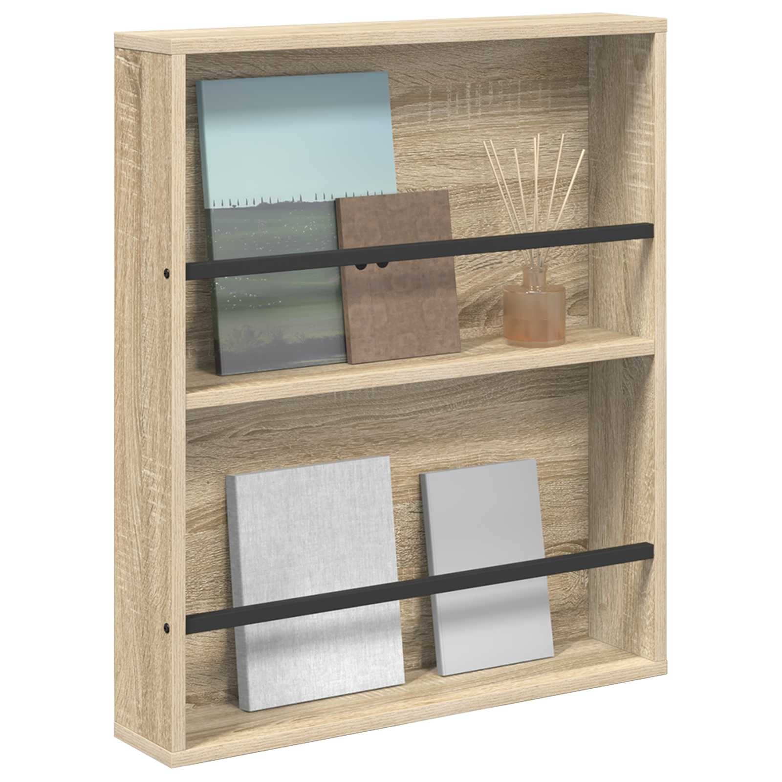 VidaXL Tijdschrift Rek Sonoma Eiken 60 x 12 x 70 cm Bewerkt hout
