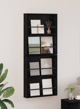 VidaXL Tijdschrift Rek 2 pcs Zwart Eiken 60 x 12 x 70 cm Bewerkt hout