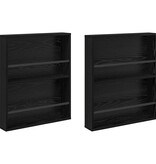 VidaXL Tijdschrift Rek 2 pcs Zwart Eiken 60 x 12 x 70 cm Bewerkt hout