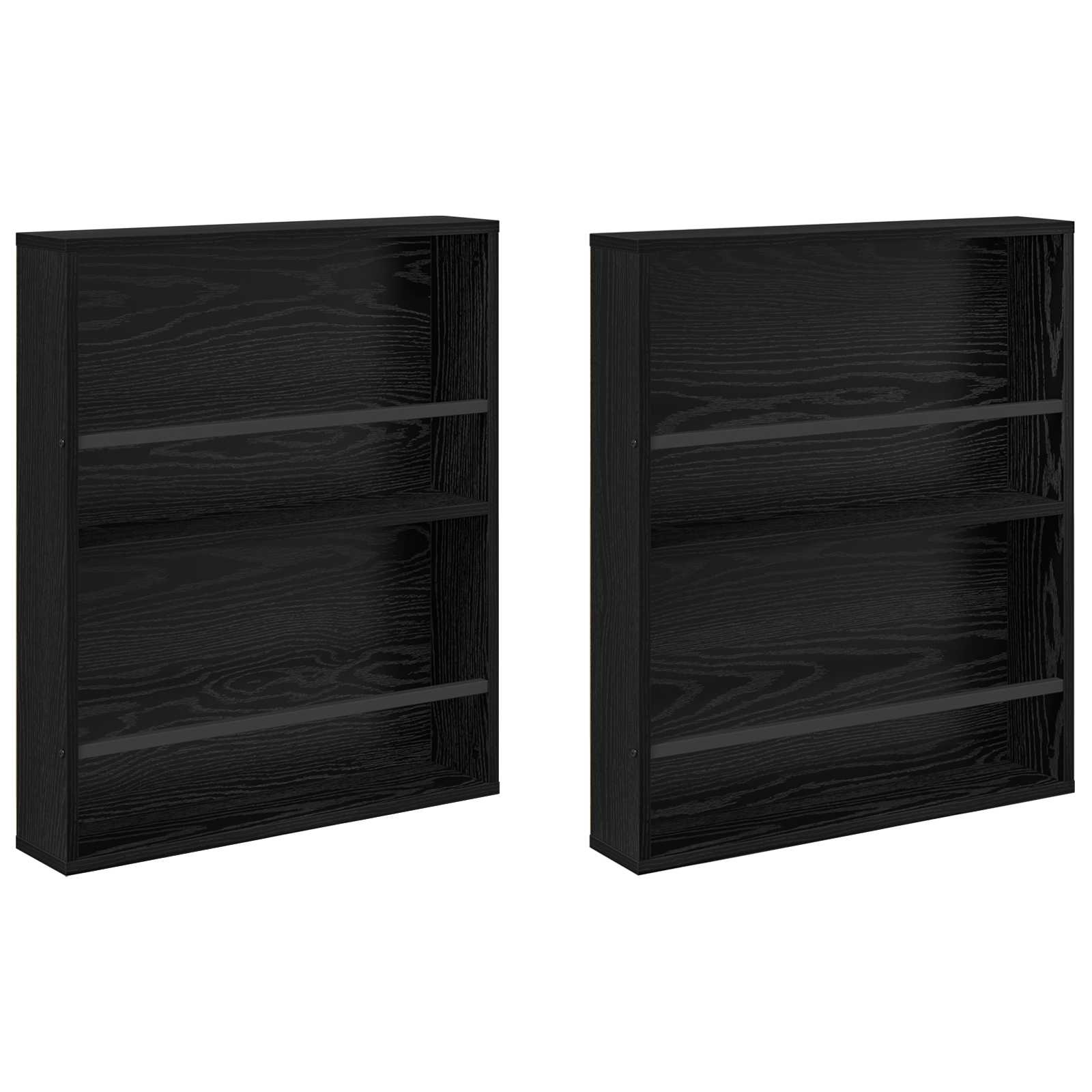 VidaXL Tijdschrift Rek 2 pcs Zwart Eiken 60 x 12 x 70 cm Bewerkt hout