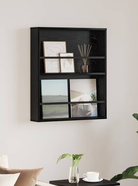 VidaXL Tijdschrift Rek Zwart Eiken 60 x 12 x 70 cm Bewerkt hout
