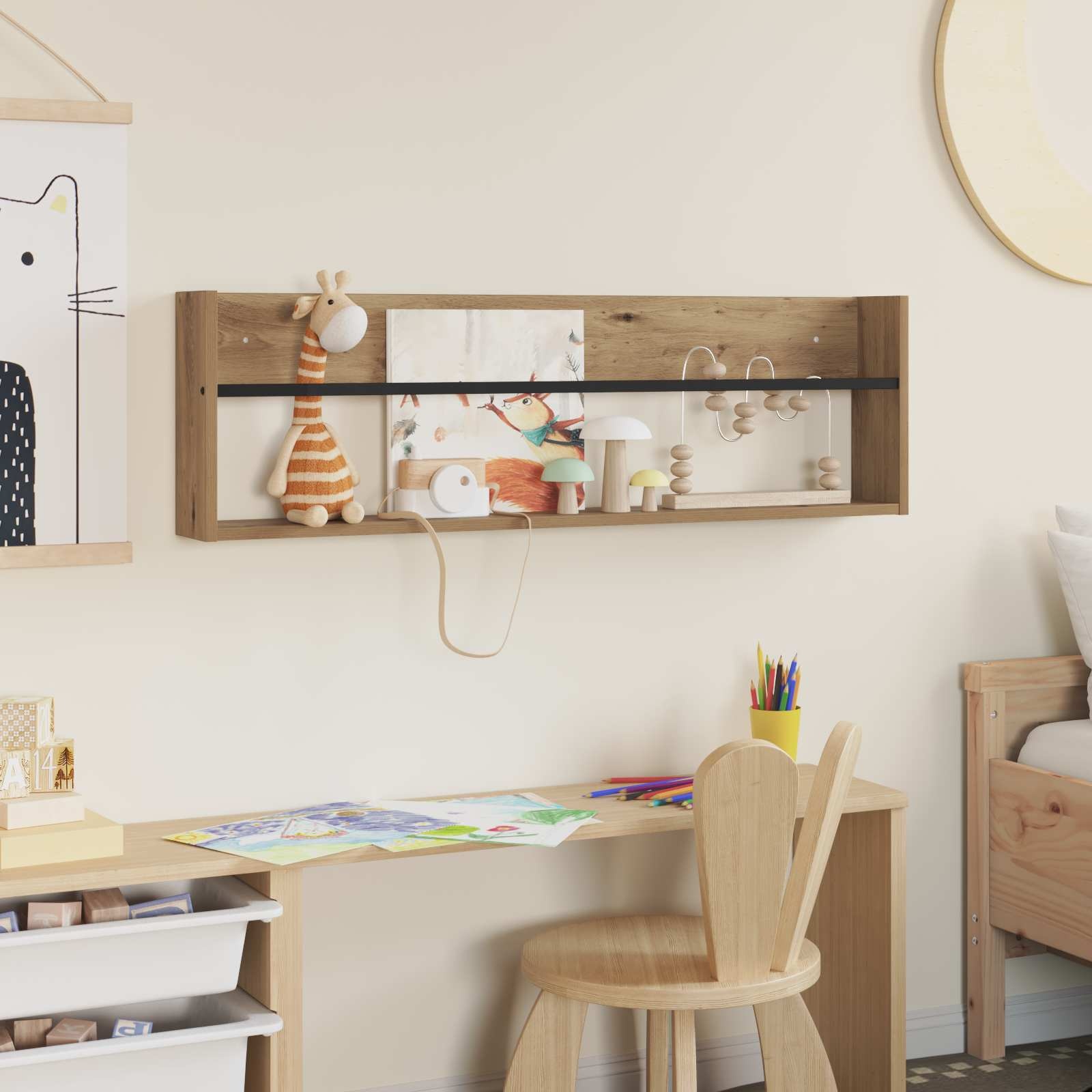 VidaXL Tijdschrift Rek Artisan Eiken 100 x 12 x 30 cm Bewerkt hout