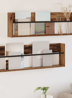 VidaXL Tijdschrift Rek 2 pcs Oudhout 100 x 12 x 30 cm Bewerkt hout