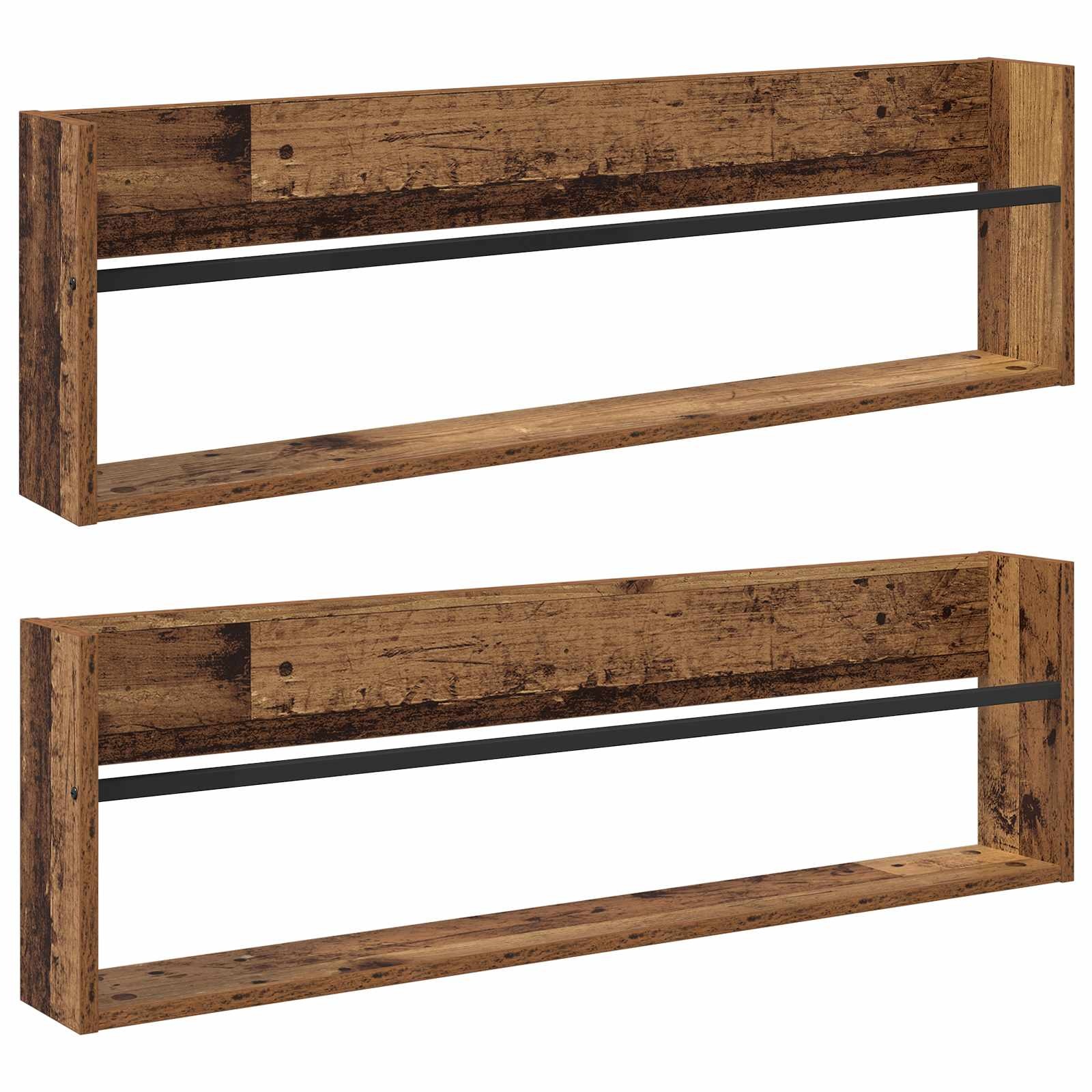 VidaXL Tijdschrift Rek 2 pcs Oudhout 100 x 12 x 30 cm Bewerkt hout