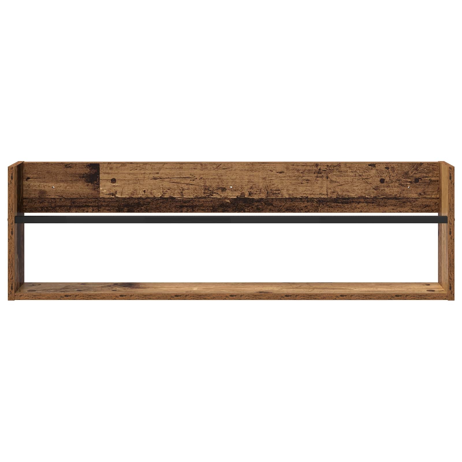 VidaXL Tijdschrift Rek met plank Oudhout 100 x 12 x 30 cm Bewerkt hout