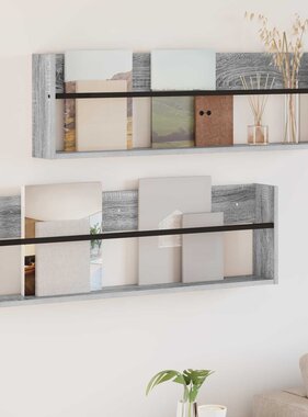 VidaXL Tijdschrift Rek met plank 2 pcs Grijs Sonoma 100 x 12 x 30 cm