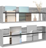 VidaXL Tijdschrift Rek met plank 2 pcs Grijs Sonoma 100 x 12 x 30 cm