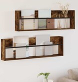 VidaXL Tijdschrift Rek met plank 2 pcs Gerookt eiken 100 x 12 x 30 cm