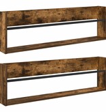 VidaXL Tijdschrift Rek met plank 2 pcs Gerookt eiken 100 x 12 x 30 cm