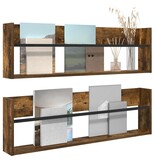 VidaXL Tijdschrift Rek met plank 2 pcs Gerookt eiken 100 x 12 x 30 cm