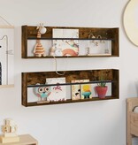 VidaXL Tijdschrift Rek met plank 2 pcs Gerookt eiken 100 x 12 x 30 cm