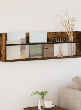 VidaXL Tijdschrift Rek Gerookt eiken 100 x 12 x 30 cm Bewerkt hout