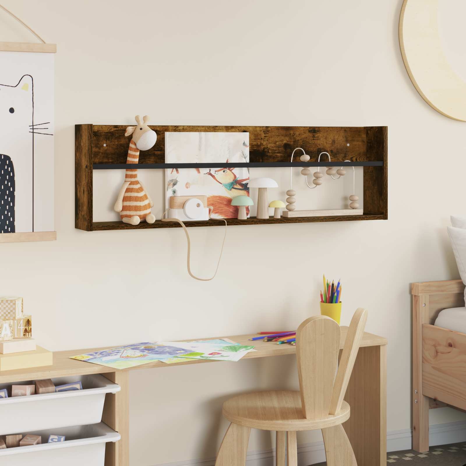 VidaXL Tijdschrift Rek Gerookt eiken 100 x 12 x 30 cm Bewerkt hout