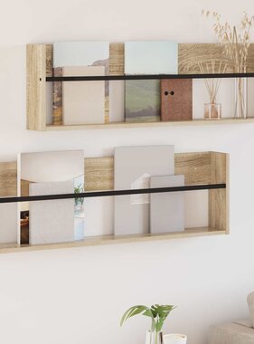 VidaXL Tijdschrift Rek met plank 2 pcs Sonoma Eiken 100 x 12 x 30 cm