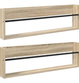 VidaXL Tijdschrift Rek met plank 2 pcs Sonoma Eiken 100 x 12 x 30 cm