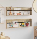 VidaXL Tijdschrift Rek met plank 2 pcs Sonoma Eiken 100 x 12 x 30 cm