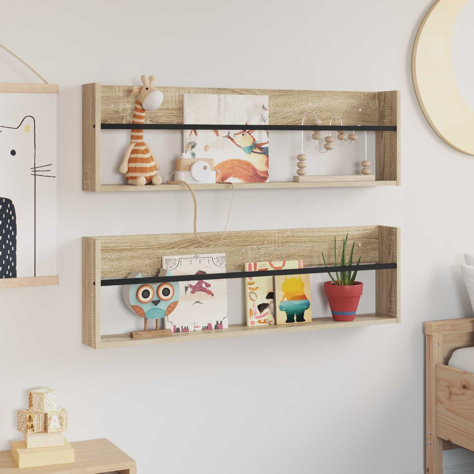 VidaXL Tijdschrift Rek met plank 2 pcs Sonoma Eiken 100 x 12 x 30 cm