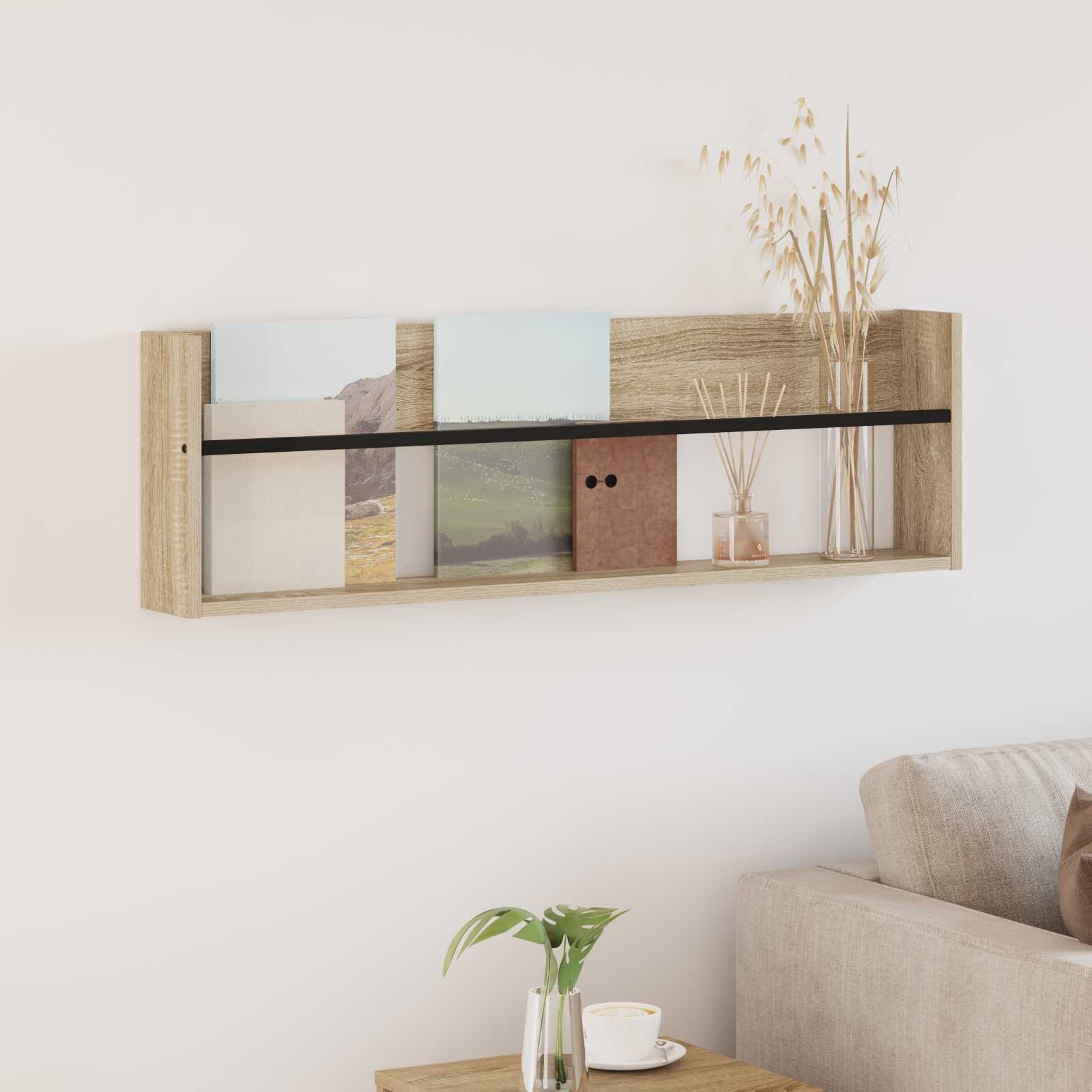 VidaXL Tijdschrift Rek Sonoma Eiken 100 x 12 x 30 cm Bewerkt hout
