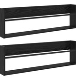 VidaXL Tijdschrift Rek 2 pcs Zwart Eiken 100 x 12 x 30 cm Bewerkt hout