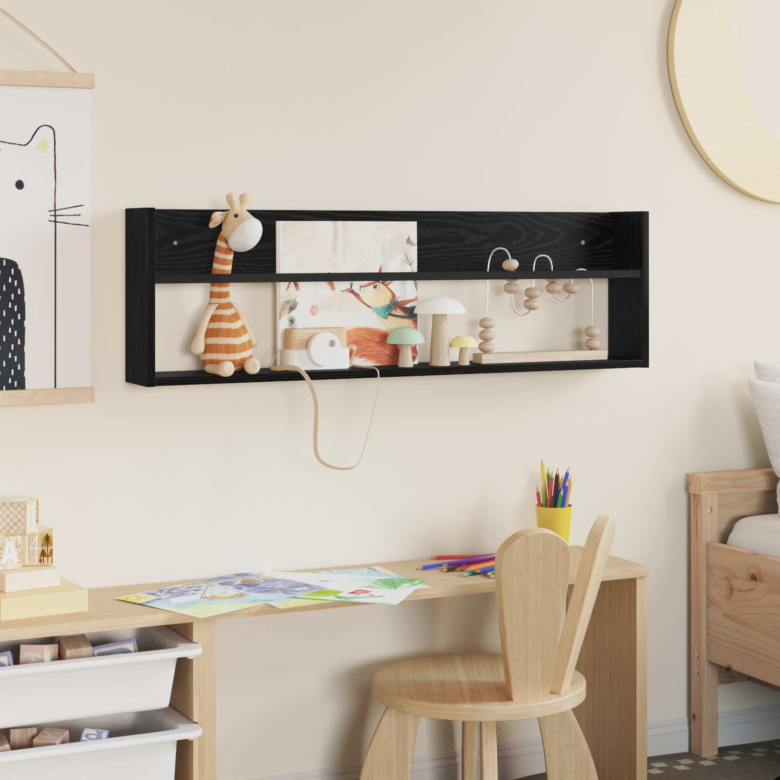 VidaXL Tijdschrift Rek Zwart Eiken 100 x 12 x 30 cm Bewerkt hout