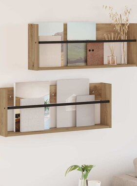 VidaXL Tijdschrift Rek met plank 2 pcs Artisan Eiken 80 x 12 x 30 cm