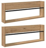 VidaXL Tijdschrift Rek met plank 2 pcs Artisan Eiken 80 x 12 x 30 cm