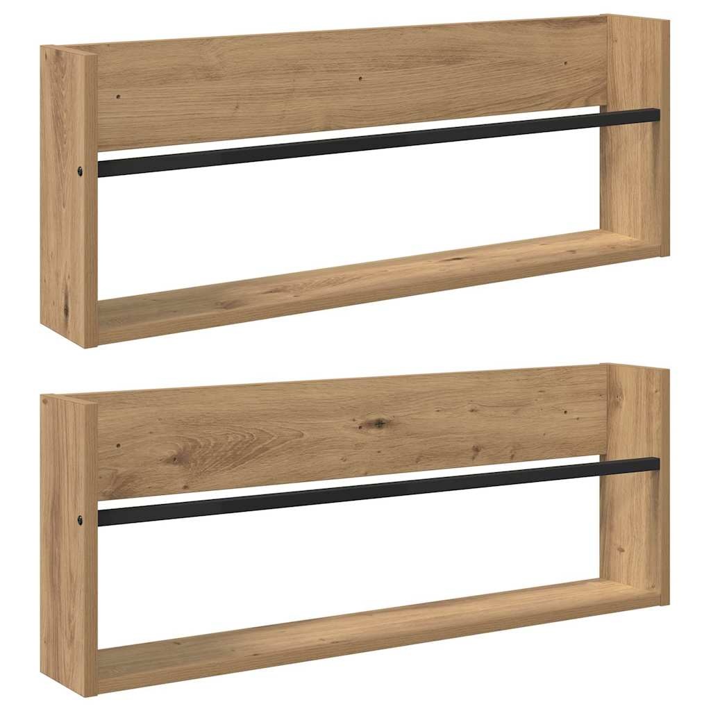 VidaXL Tijdschrift Rek met plank 2 pcs Artisan Eiken 80 x 12 x 30 cm