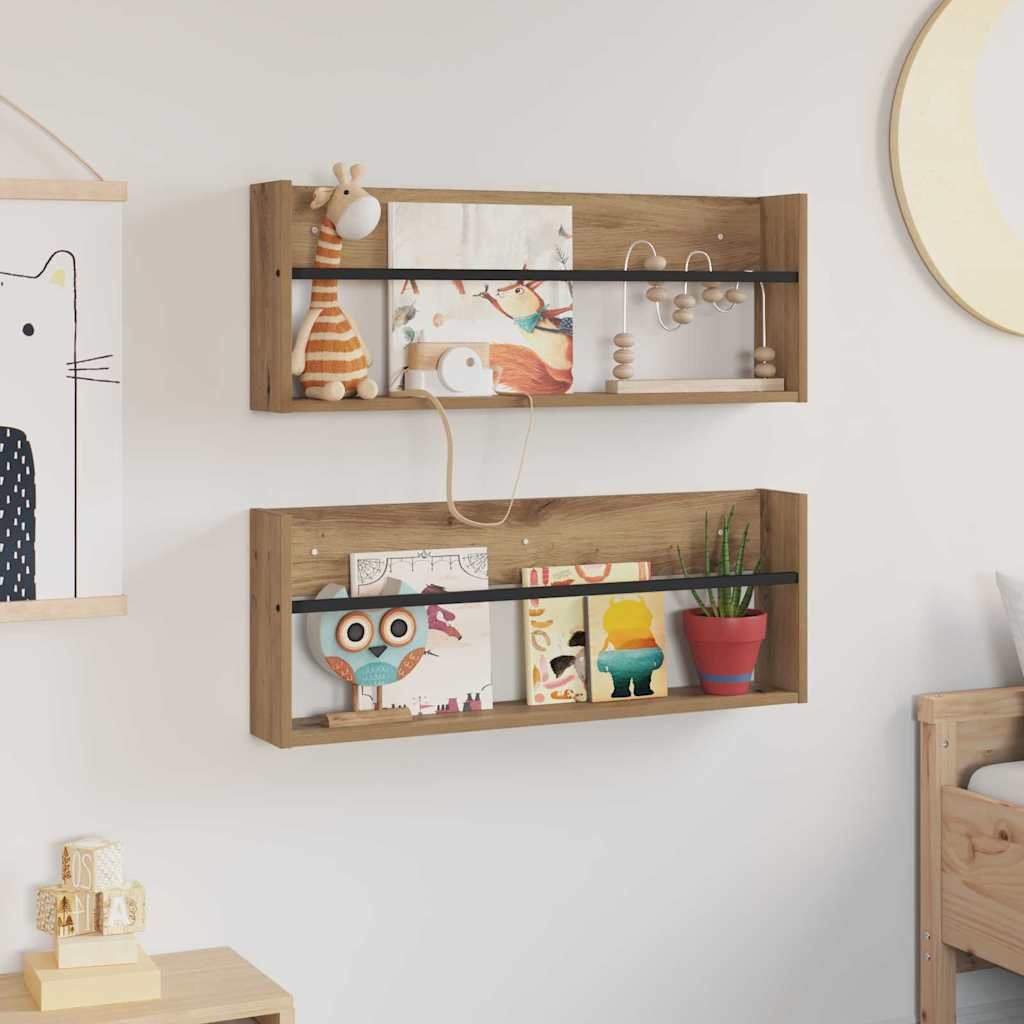VidaXL Tijdschrift Rek met plank 2 pcs Artisan Eiken 80 x 12 x 30 cm