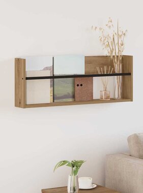 VidaXL Tijdschrift Rek Artisan Eiken 80 x 12 x 30 cm Bewerkt hout