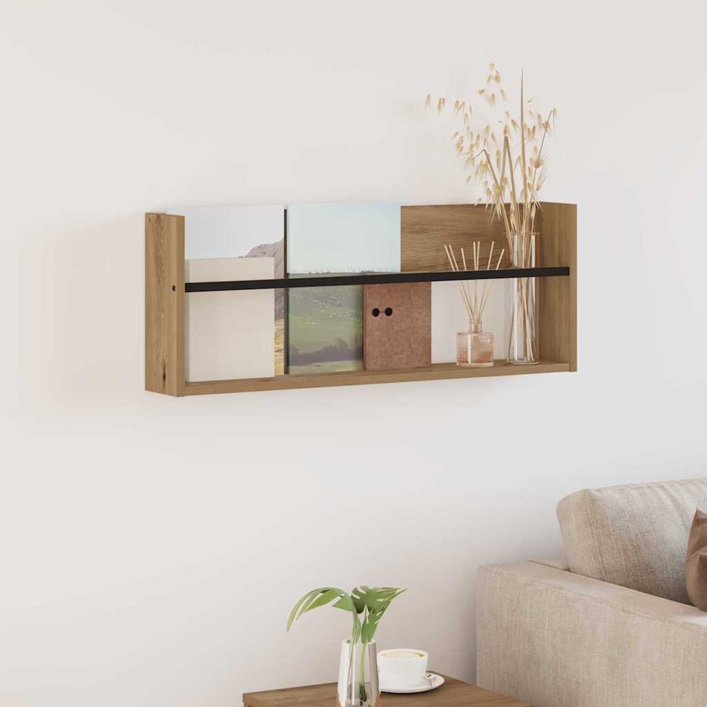 VidaXL Tijdschrift Rek Artisan Eiken 80 x 12 x 30 cm Bewerkt hout