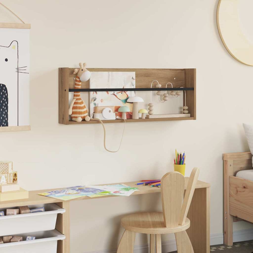 VidaXL Tijdschrift Rek Artisan Eiken 80 x 12 x 30 cm Bewerkt hout