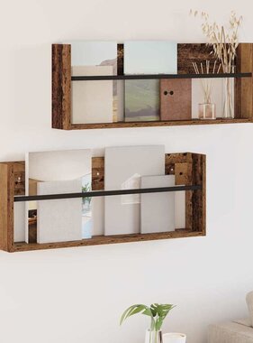 VidaXL Tijdschrift Rek 2 pcs Oudhout 80 x 12 x 30 cm Bewerkt hout
