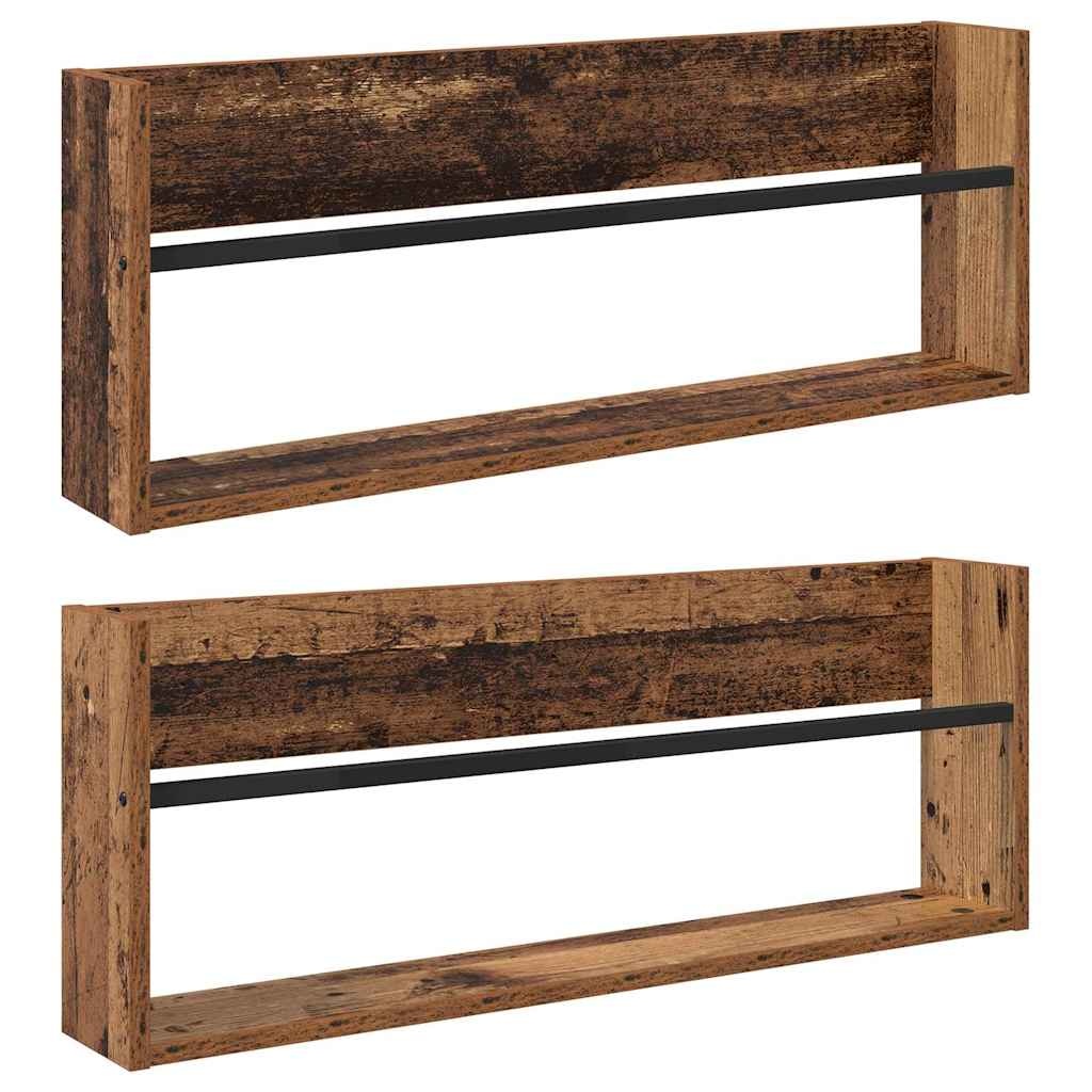 VidaXL Tijdschrift Rek 2 pcs Oudhout 80 x 12 x 30 cm Bewerkt hout