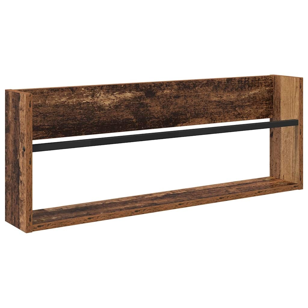 VidaXL Tijdschrift Rek met plank Oudhout 80 x 12 x 30 cm Bewerkt hout