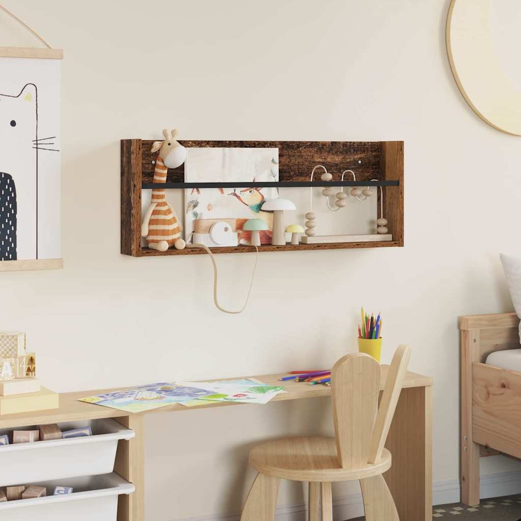 VidaXL Tijdschrift Rek met plank Oudhout 80 x 12 x 30 cm Bewerkt hout