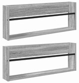 VidaXL Tijdschrift Rek 2 pcs Grijs Sonoma 80 x 12 x 30 cm Bewerkt hout