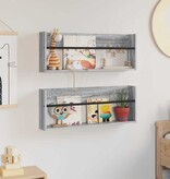 VidaXL Tijdschrift Rek 2 pcs Grijs Sonoma 80 x 12 x 30 cm Bewerkt hout