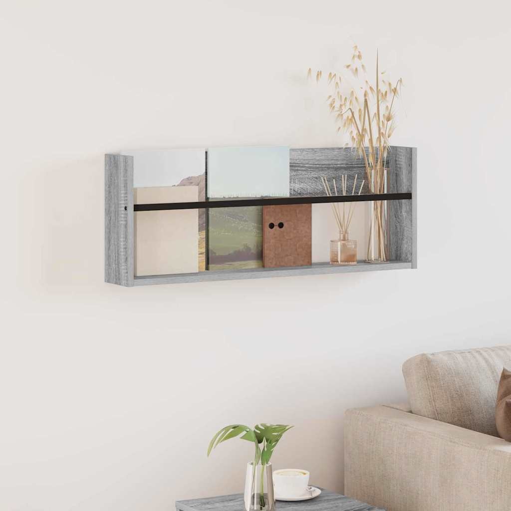 VidaXL Tijdschrift Rek Grijs Sonoma 80 x 12 x 30 cm Bewerkt hout