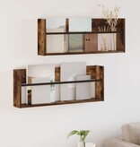 VidaXL Tijdschrift Rek met plank 2 pcs Gerookt eiken 80 x 12 x 30 cm