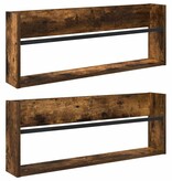 VidaXL Tijdschrift Rek met plank 2 pcs Gerookt eiken 80 x 12 x 30 cm