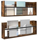 VidaXL Tijdschrift Rek met plank 2 pcs Gerookt eiken 80 x 12 x 30 cm